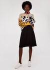 Knitted Boucle A Line Midi Skirt, Black, large
