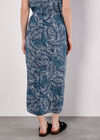 Batik Leaf Wrap Midi Skirt, Blue, large