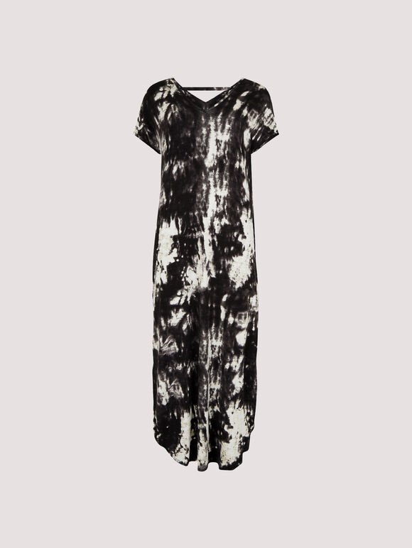 Tie Dye Jersey Dress, Black, large