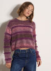 Tonal Stripe Fluffy Jumper, Purple, large