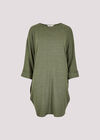 Ribbed Cocoon Mini Dress, Khaki, large