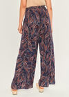 Paisley Wrap Split Leg Trousers, Navy, large