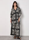 Scarf Print Flare Trousers, Black, large