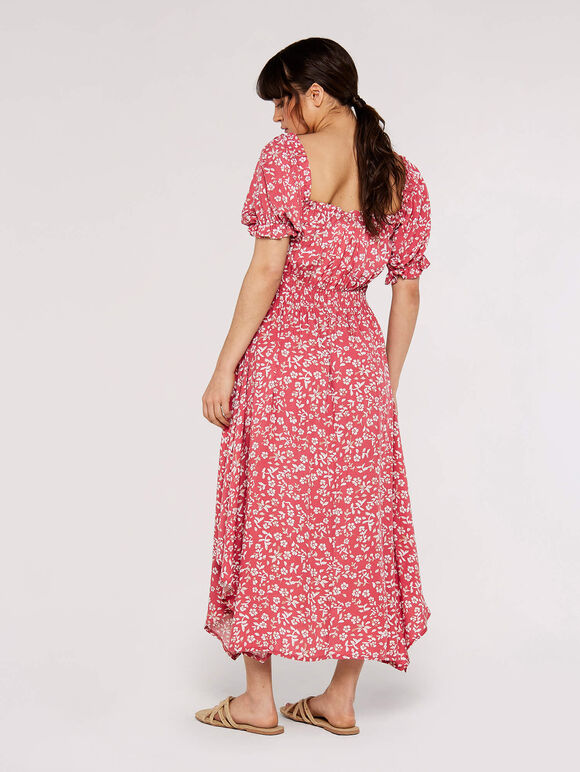 Sarasa Milkmaid Midi Dress, Pink, large