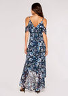 Watercolour Blooms Midi Dress, Navy, large