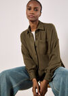 Oversized Waffle Knit Shirt, Khaki, large