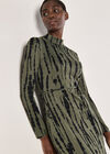 Tie Dye Soft Knit Midi Dress, Khaki, large