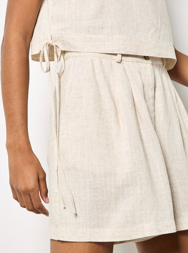 Linen Blend Crop Top, Stone, large