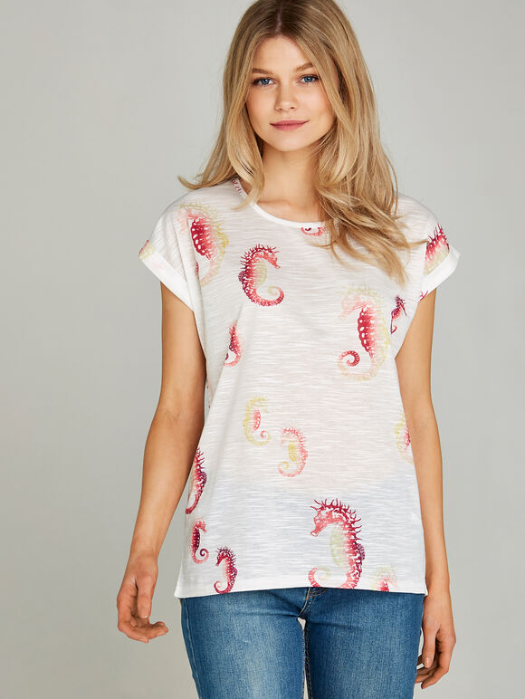 Seahorse Tee, Red, large
