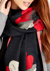 Large Woven Flowers Scarf, Red, large