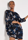 Paint Splash Jersey Knit Mini Dress, Navy, large