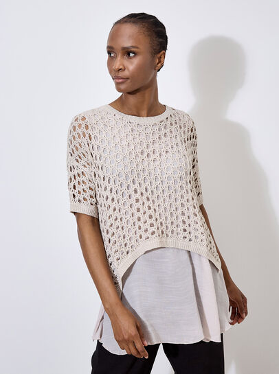 Knitted Mesh Layered Tunic Top