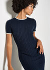 Cable Knit Contrast Trim Midi Dress, Navy, large