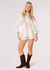 Floral Embroidered Organza Blouse, Cream, large