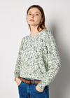 Fine Knit Silhouette Floral Jumper, Mint, large