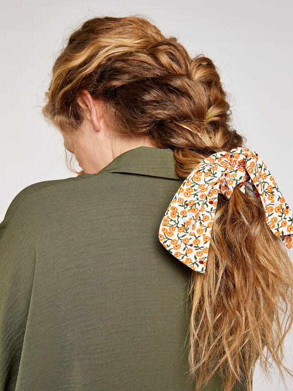 Print Tails Scrunchie, Orange, large