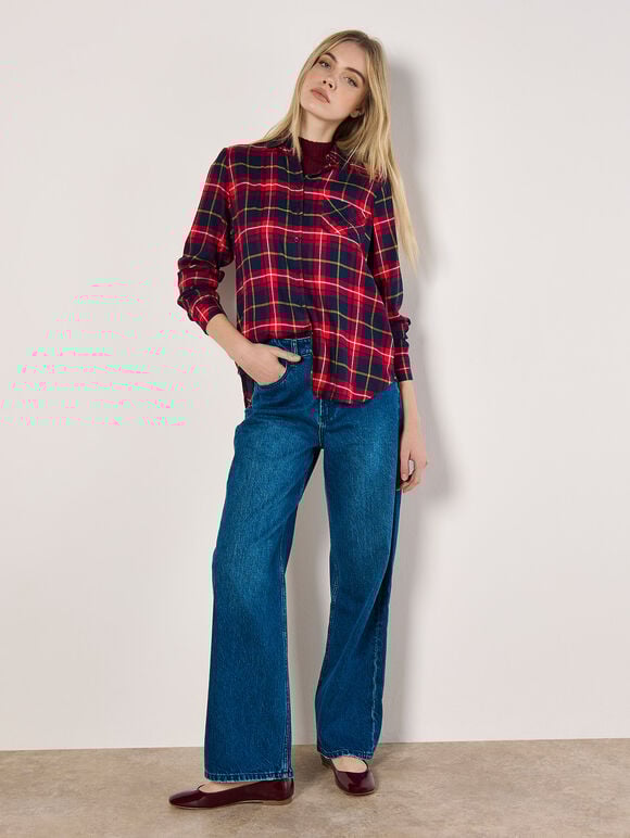 Classic Check Shirt, Red, large