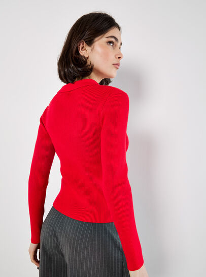 Zip Through Ribbed Knit Cardigan