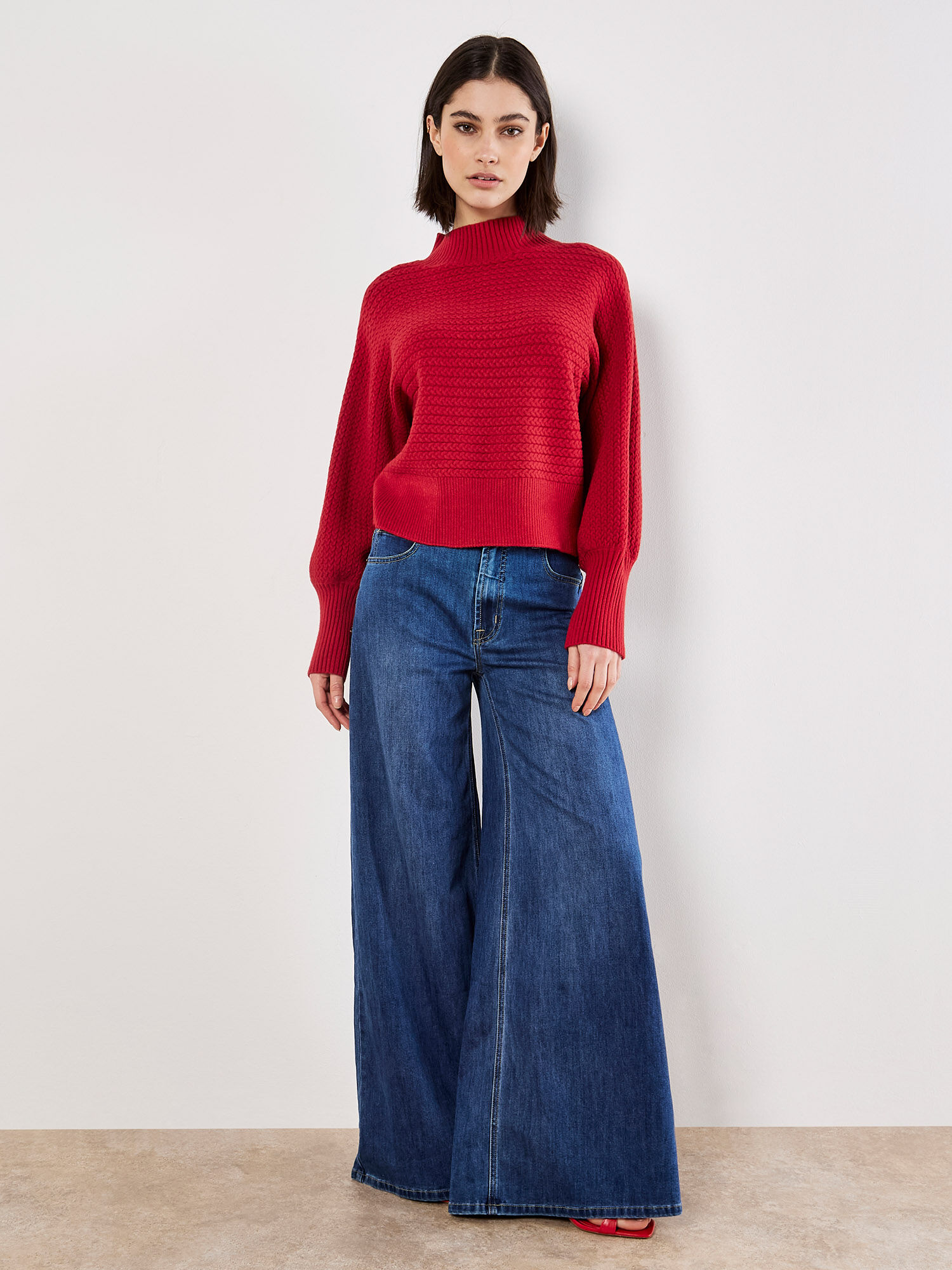 Twisted Cable Knit Batwing Jumper | Apricot Clothing