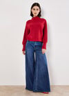 Twisted Cable Knit Batwing Jumper, Red, large