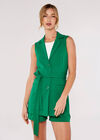 Sleeveless Tie Waist Blazer, Green, large