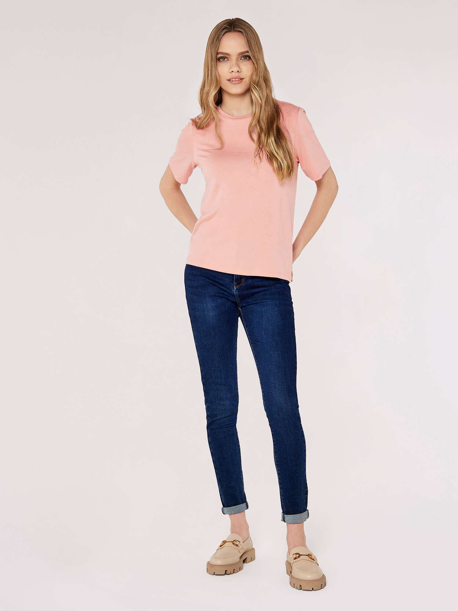 Short Sleeve Plain T Shirt Apricot Clothing