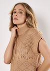Mock Neck Pointelle Knit Top, Stone, large