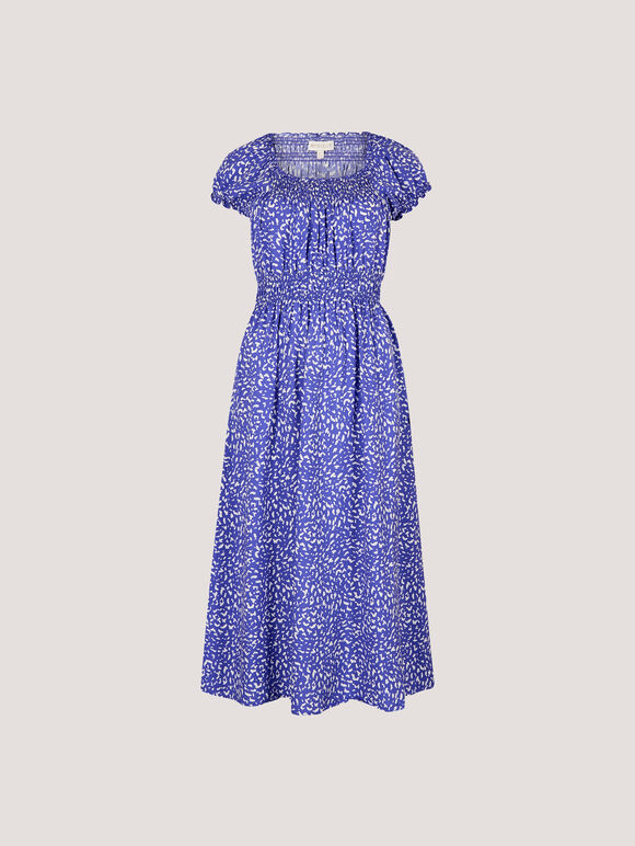 Brush Spot Milkmaid Midi Dress, Purple, large