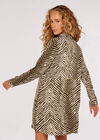 Chevron Zebra Mini Shirt Dress, Khaki, large