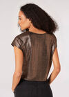 Metallic Cropped T-Shirt, Brown, large