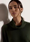 Roll Neck Oversized Top, Green, large