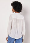 Ruffle Neck Textured Blouse, White, large
