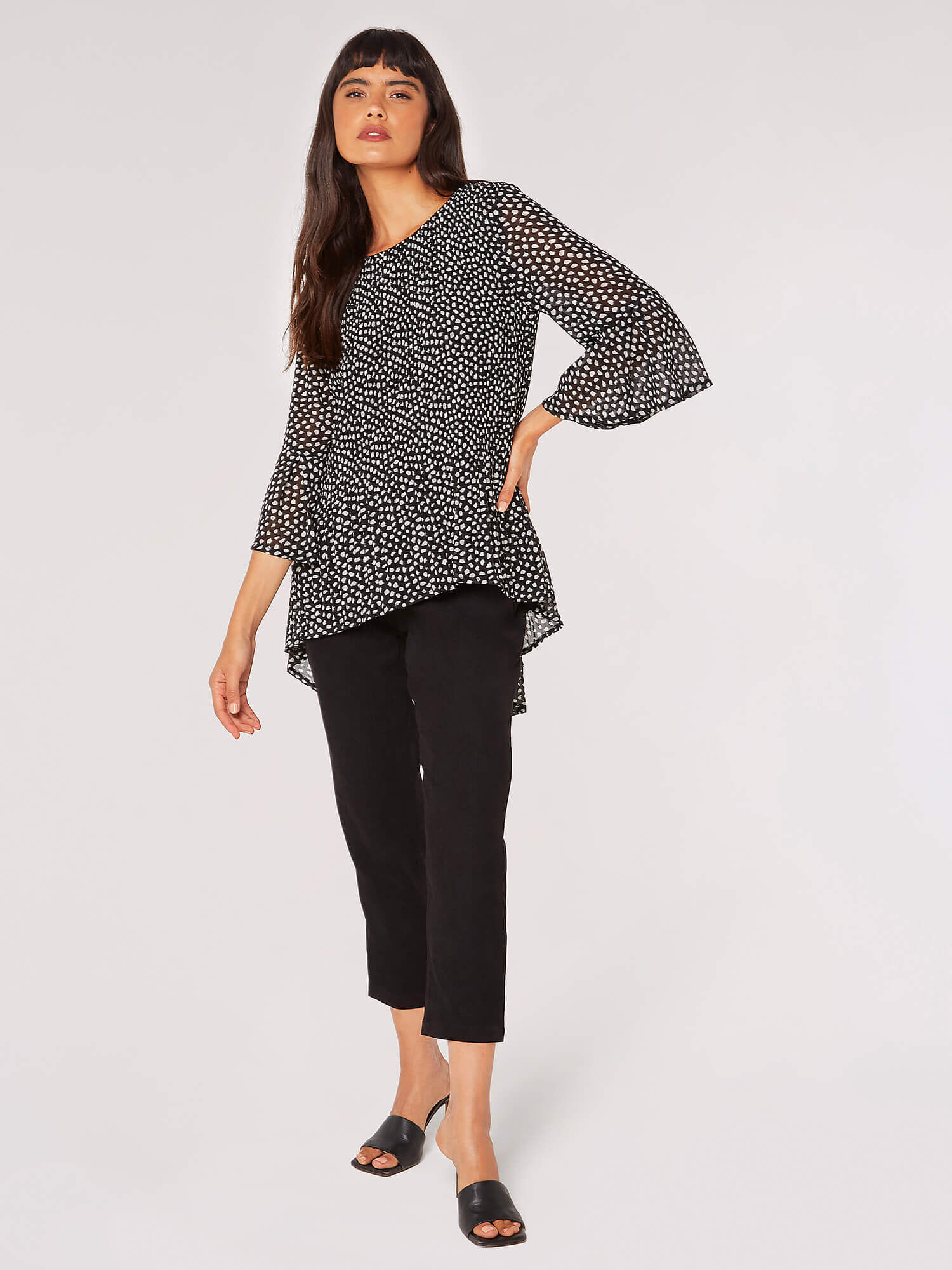 Polka dot bell sleeve top sales