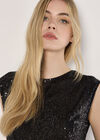 Sleeveless Sequin Top, Black, large