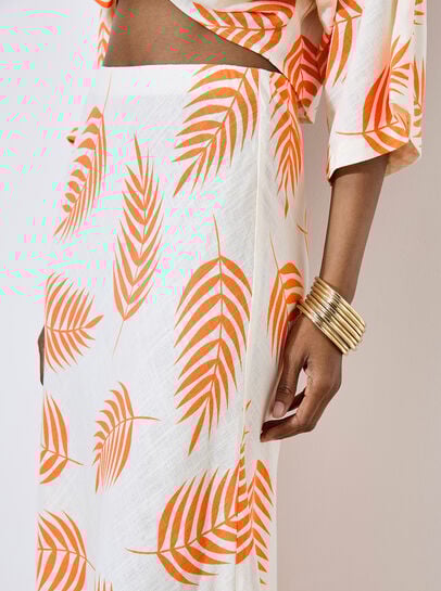 Tropical Leaf Bias Maxi Skirt