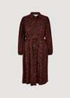 Curve Abstract Texture Shirt Midi Dress, Burgundy, large