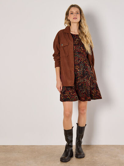 Jersey Knit Paisley Mini Dress