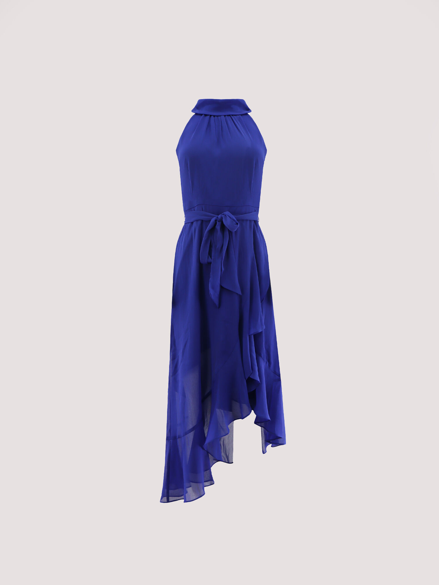 Halter Neck Ruffle Mini Dress Apricot Clothing