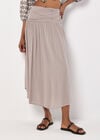 Textured Woven Midi Skirt, Brown, large