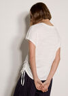 Textured Jersey Side Ruched T-Shirt, Cream, large