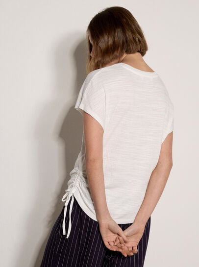 Textured Jersey Side Ruched T-Shirt