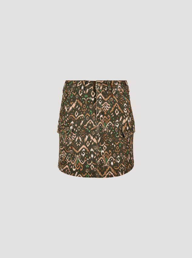Ikat Denim Mini Skirt, Khaki, large