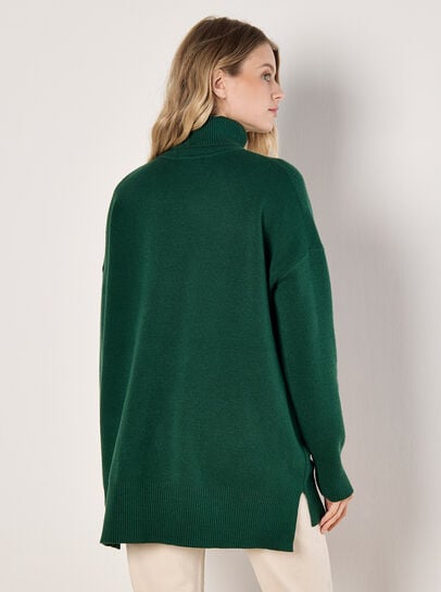 Oversized Tunic Roll Neck Jumper