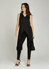 Black V Neck Hem Top, Black, large