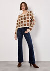 Crochet Squares Cropped Jumper, Burgundy, large