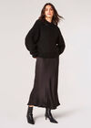 Satin Bias Maxi Skirt, Black, large