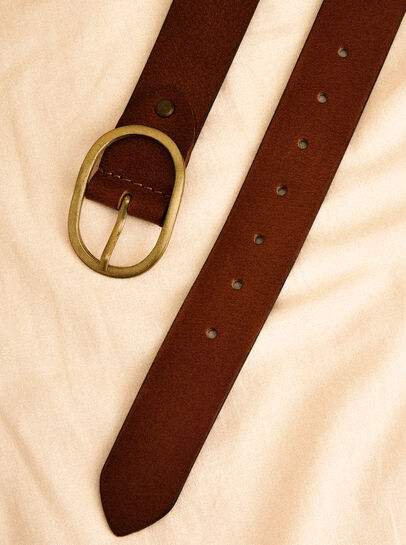 Leather Gold Buckle Belt