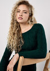 Cable Knit Cropped Jumper, Green, large