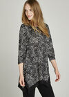 Black Animal Print Chiffon Tunic Top, Black, large