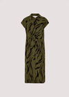 Swirl Shirt Midi Dress, Khaki, large